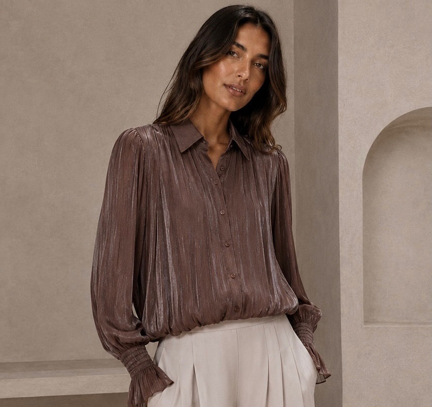 Iridescent Collared Bubble Shirt