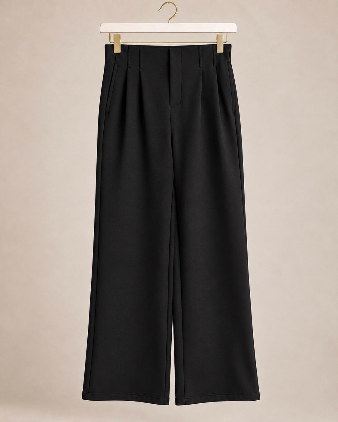 Black Pleated Scuba Elasticated Waistband Trousers