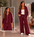 Curvy Wine Luxe Side Stripe Tracksuit (available in other colours)