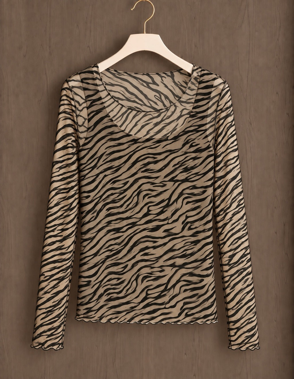 Beige Zebra Mesh Layering Top (available in other colours)