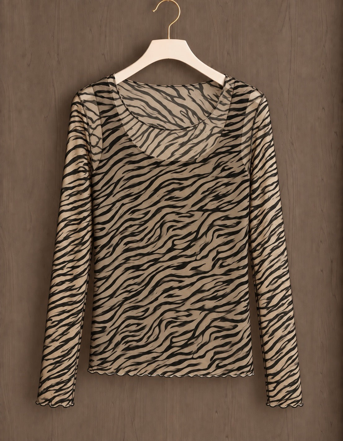 Beige Zebra Mesh Layering Top (available in other colours)