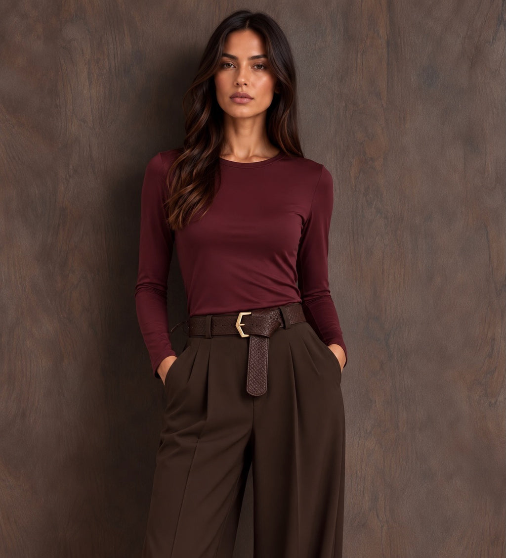 Burgundy Sculpting Long Sleeve Top (available in other colours)