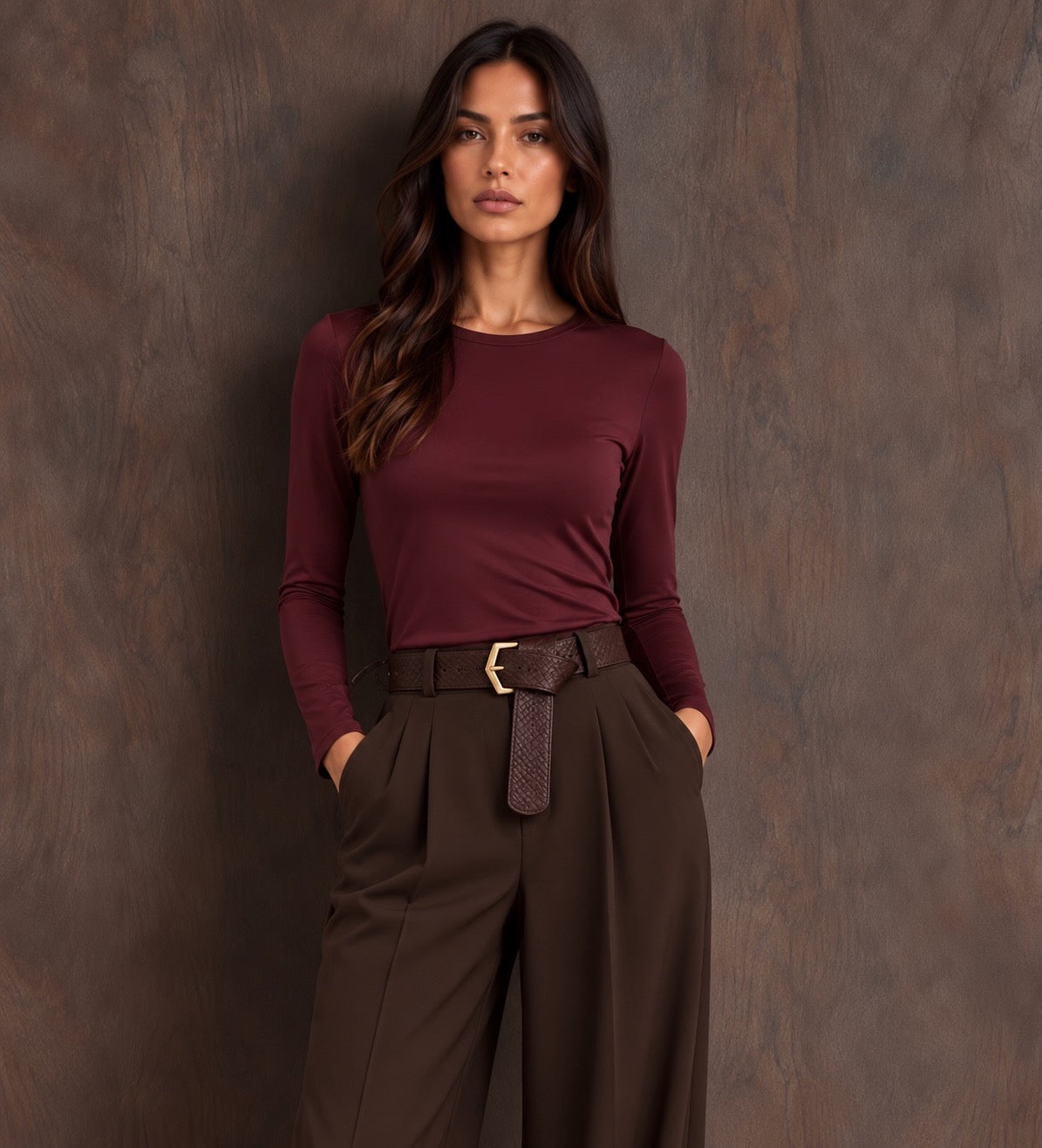 Burgundy Sculpting Long Sleeve Top (available in other colours)