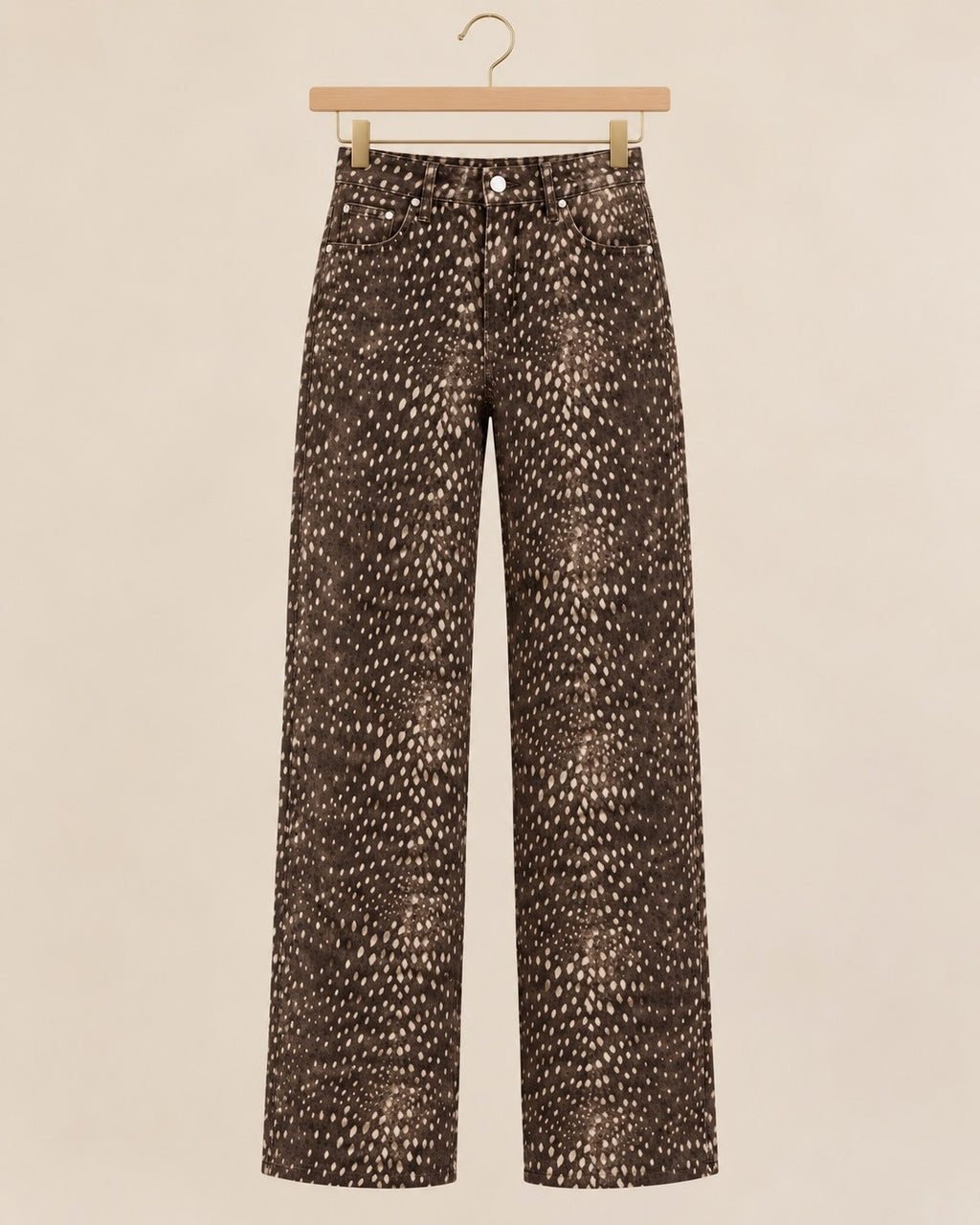Chocolate Bambi Print Wide Leg Jeans
