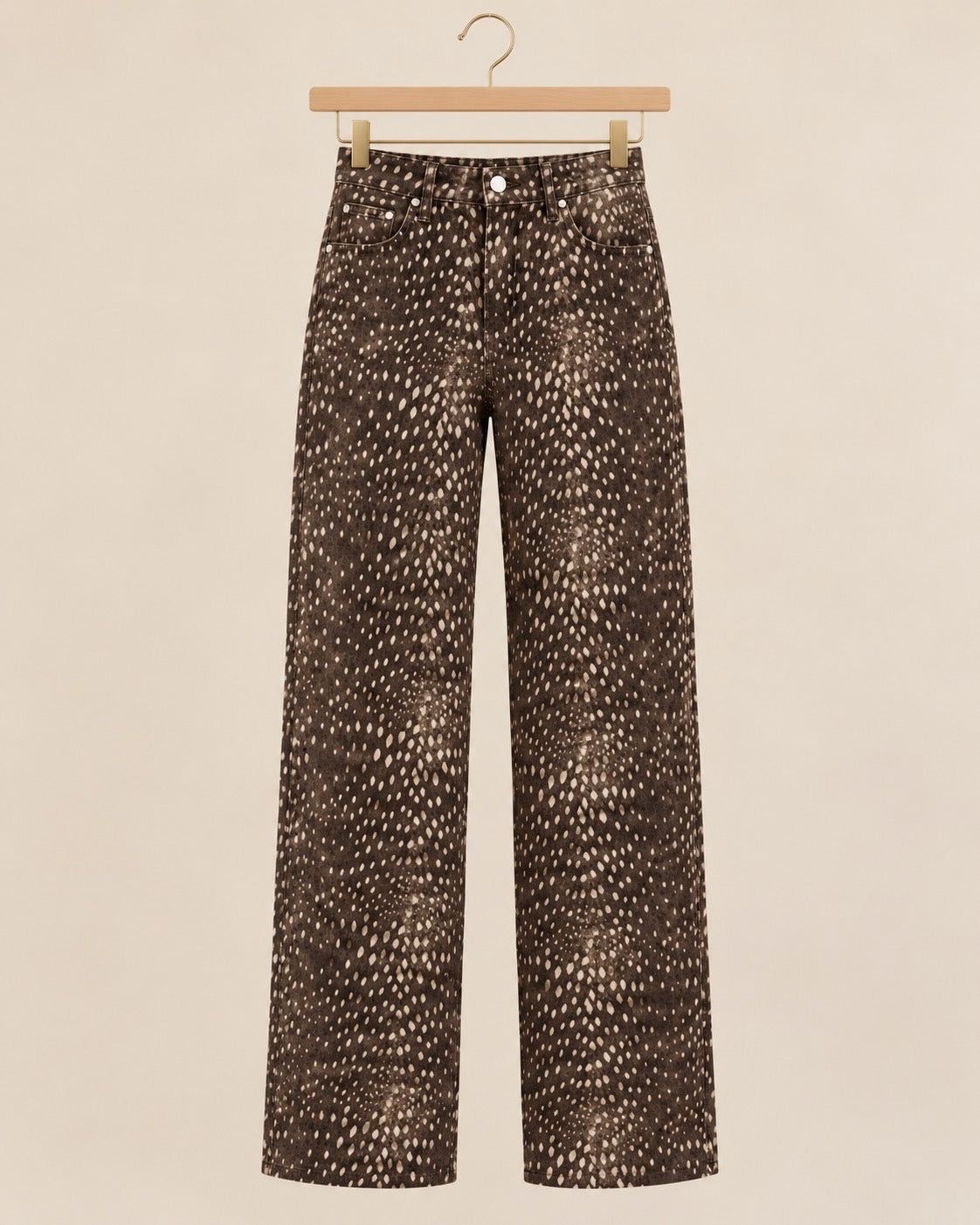 Chocolate Bambi Print Wide Leg Jeans