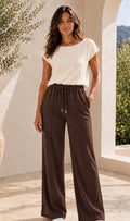 Chocolate Tailored Wide Leg Joggers ( other colours available)