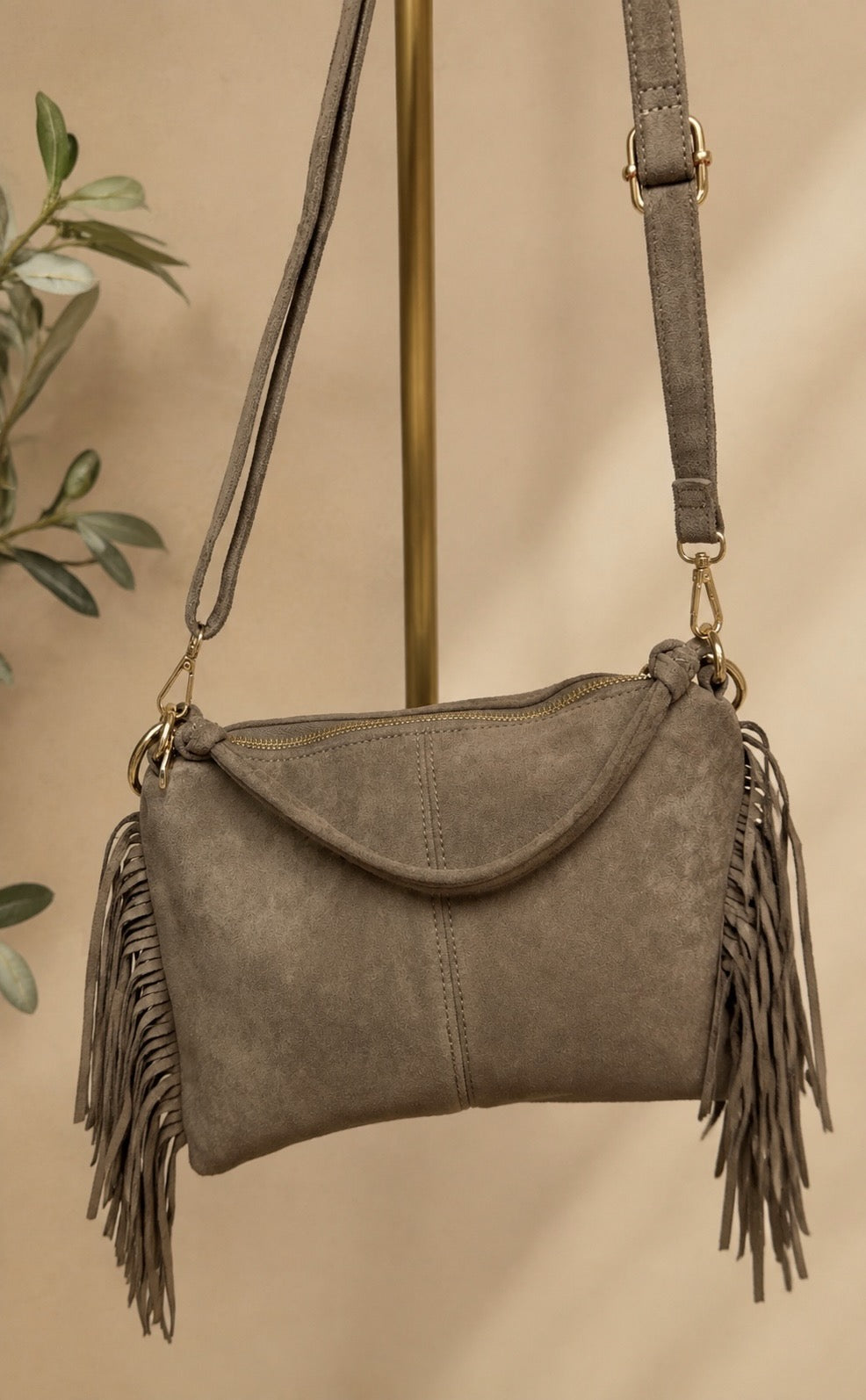 The Boho Fringe Faux Suede Bag