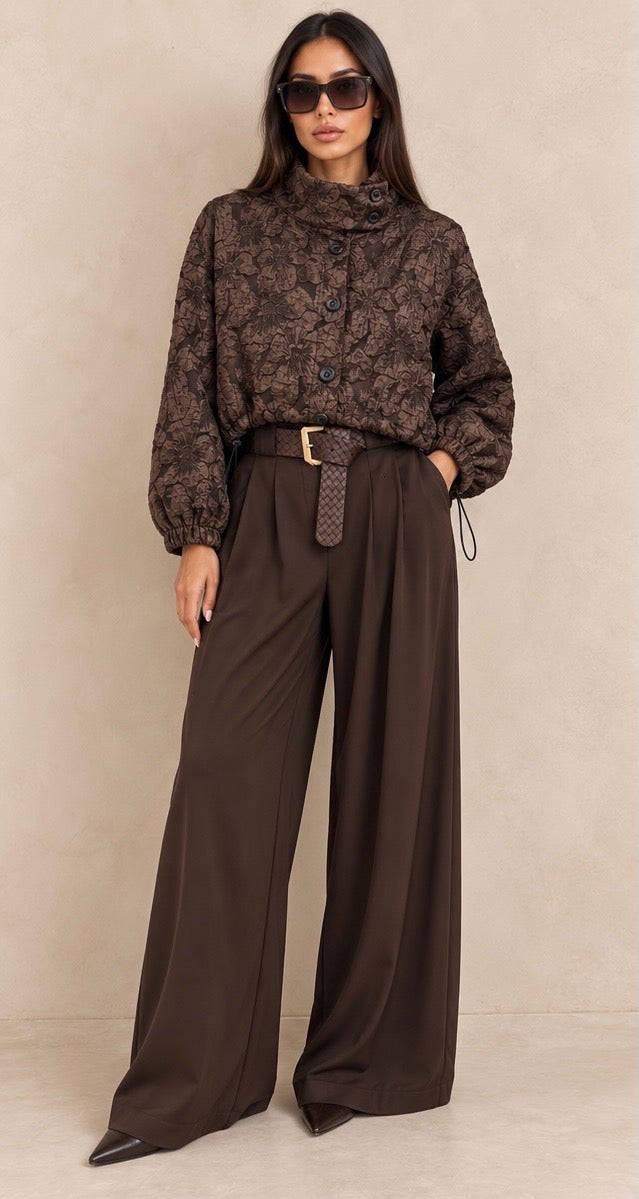 Chocolate Floral Textured Jacket