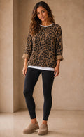 Chocolate Leopard Scuba Double Layer Sweater