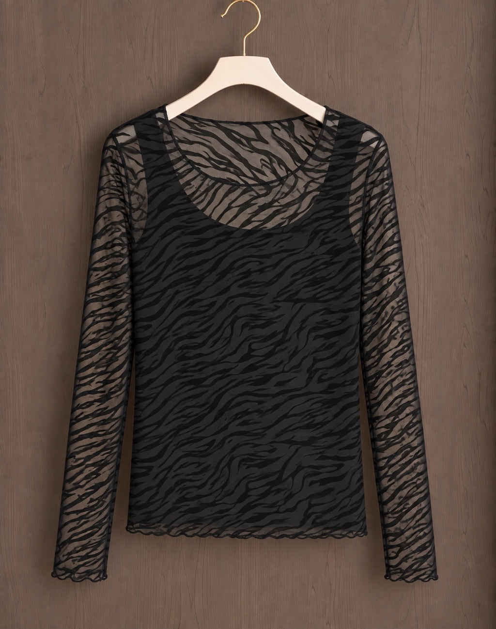 Black Zebra Mesh Layering Top (available in other colours)