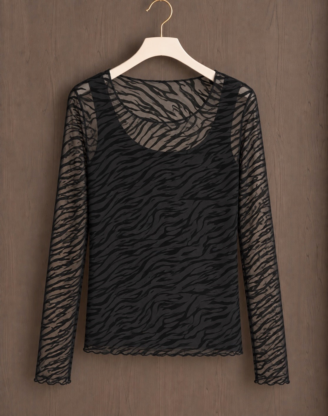 Black Zebra Mesh Layering Top (available in other colours)