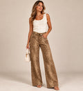 Camel & Cream Bambi Print Soft Touch Wide Leg Jeans