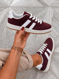 Burgundy Retro Suede Stripe Trainers  *SPECIAL OFFER - 2 PAIRS FOR £25*