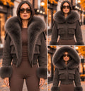 Chocolate Luxe Faux Fur Trim Cropped Aviator Jacket 🤎