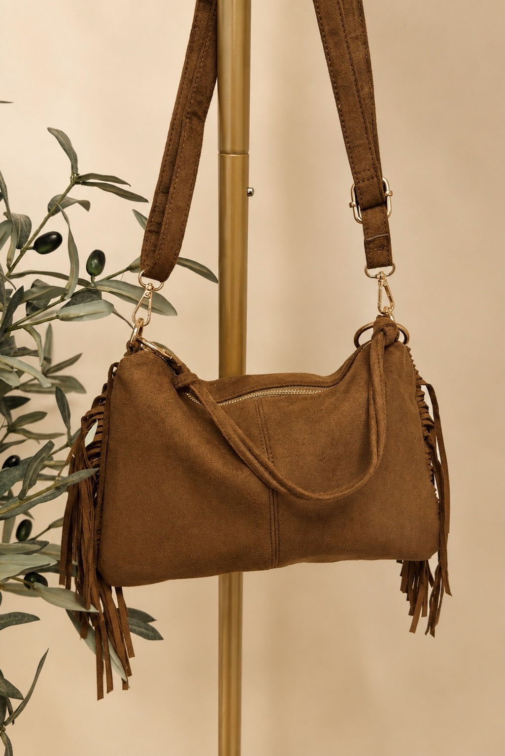 The Boho Fringe Faux Suede Bag
