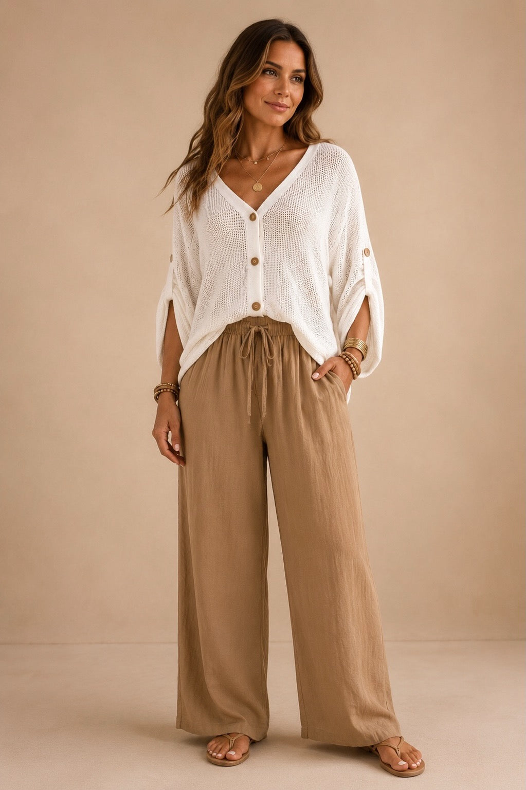 White Fine Knit Overlay Top