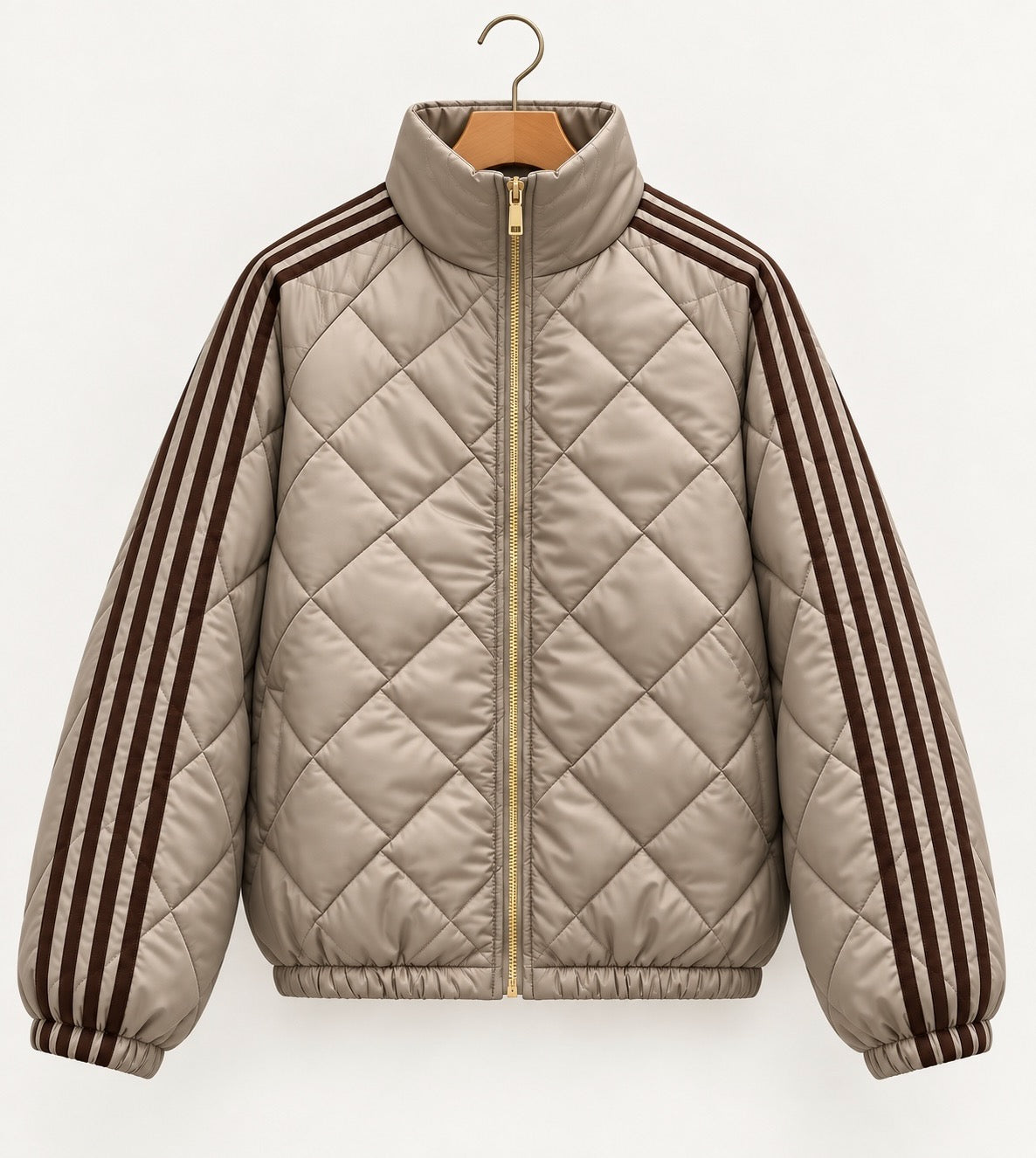 Diamond Quilted Stripe Bomber Jacket