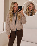 Brown & Beige Check Print Hooded Jacket