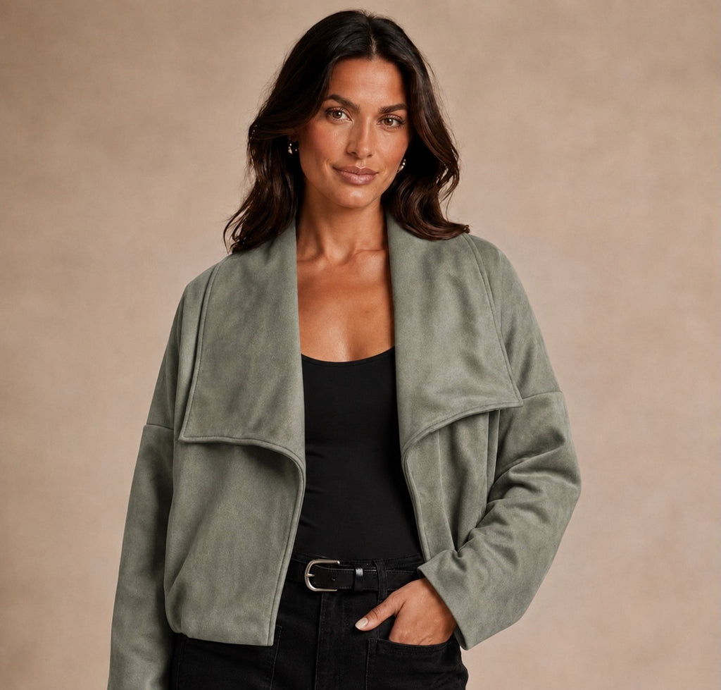 Inspired Faux Suede Wrap Jacket
