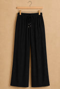 Pleated Flowy Trousers with Drawstring Waistband