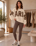 Paris Cream & Brown Oversized Statement Sweatshirt🤎