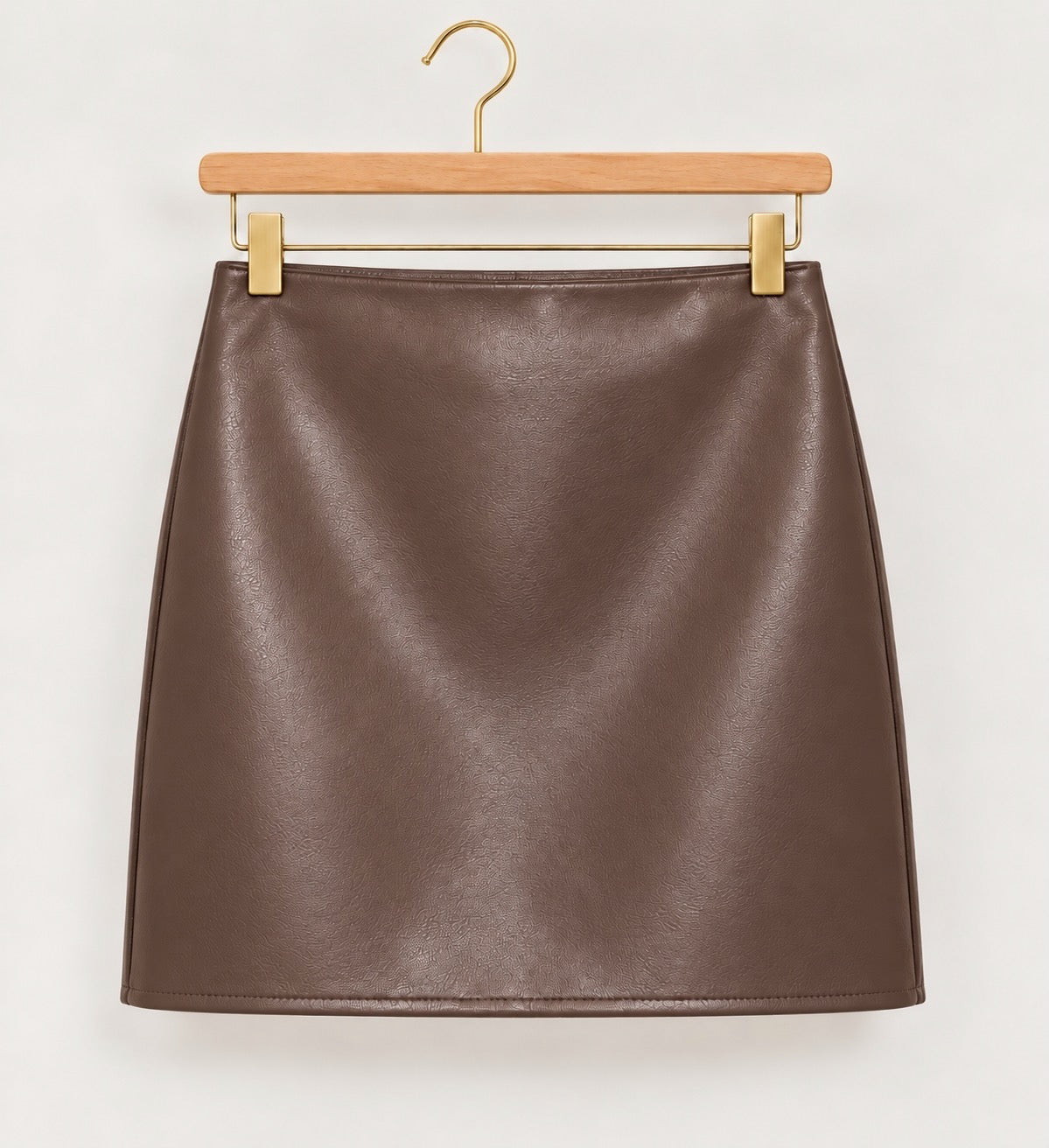 Chocolate Faux Leather A-Line Mini Skirt