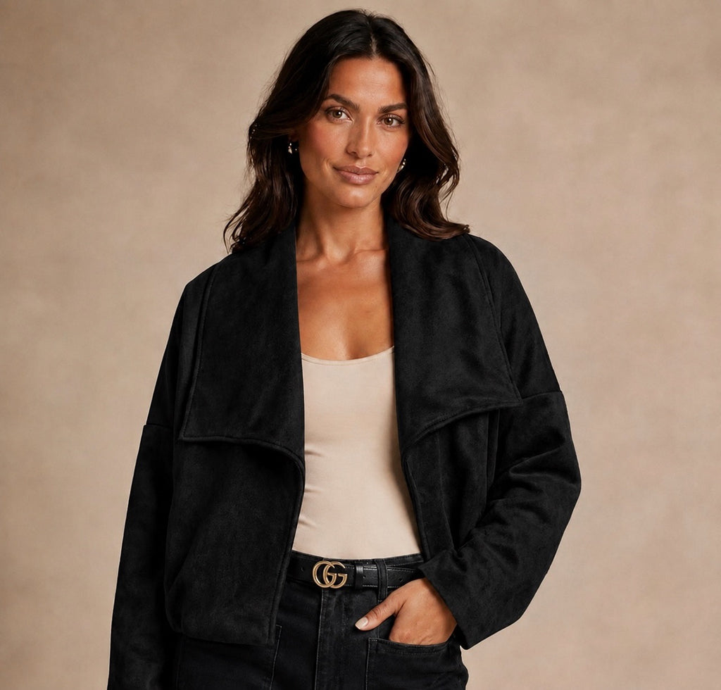 Inspired Faux Suede Wrap Jacket