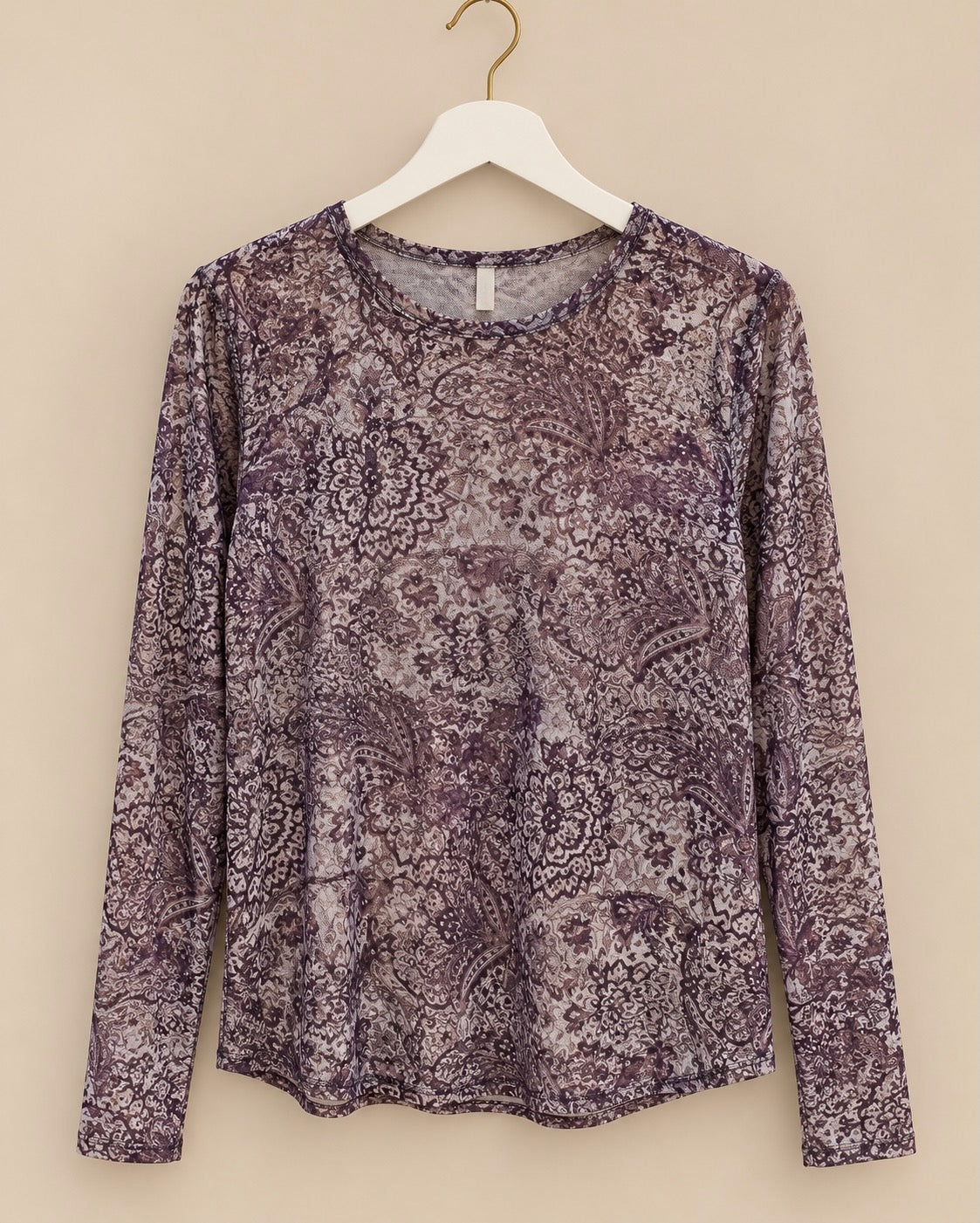 Lilac Vintage Paisley Mesh Top