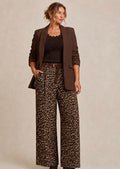 Curvy Chocolate Ruched Arm Blazer