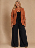 Curvy Burnt Orange Ruched Arm Blazer