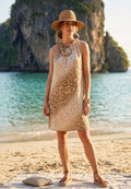Neutral Animal Print Sleeveless Shift Dress