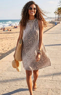 Grey Animal Print Sleeveless Shift Dress
