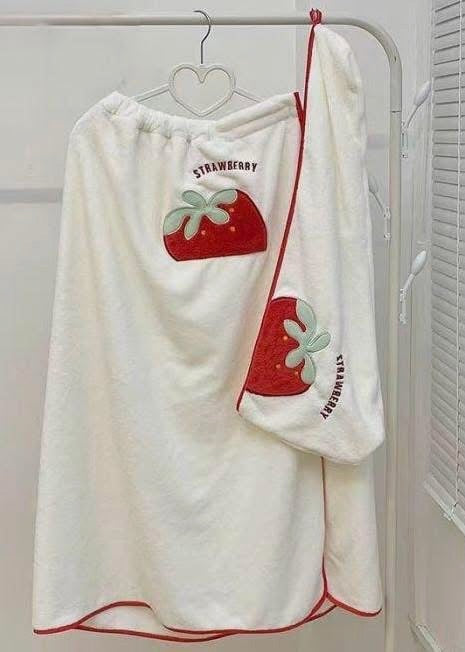 Strawberry Soft Touch Towel & Hair Wrap Set 🍓