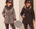 Luxe Reversible Chocolate Brown Gingham Showerproof Jacket