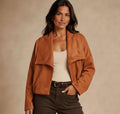 Inspired Faux Suede Wrap Jacket