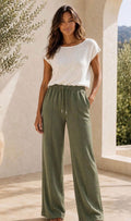 Khaki Tailored Wide Leg Joggers ( other colours available)