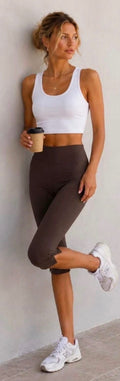 Chocolate Buttery Soft High-Waisted Capri Leggings