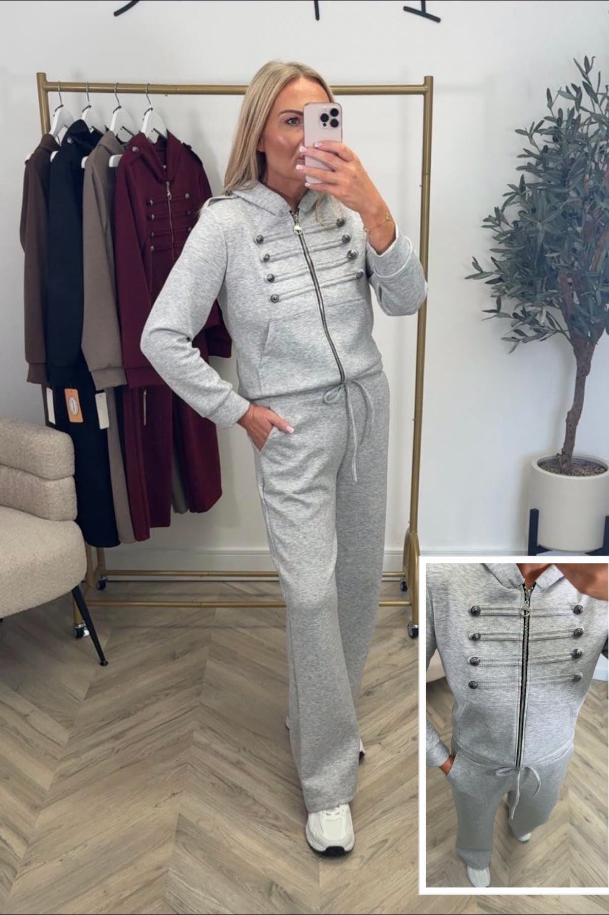 LUXE Grey Military Style Co-Ord Set