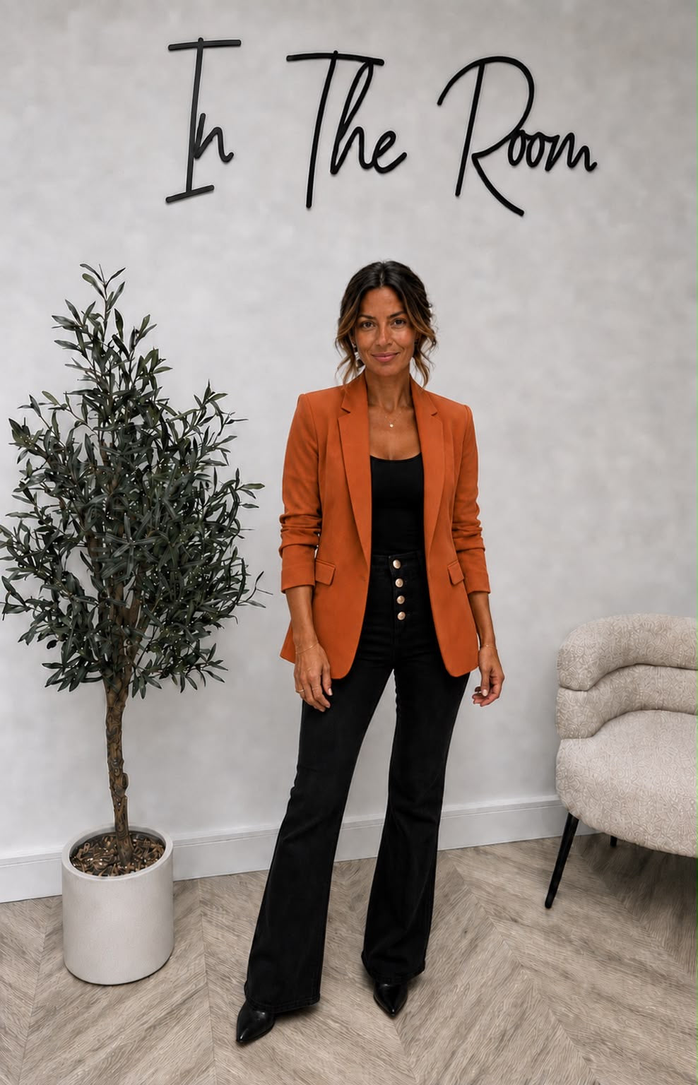 Rust Ruched Arm Blazer