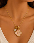 Pink Clover Charm Necklace