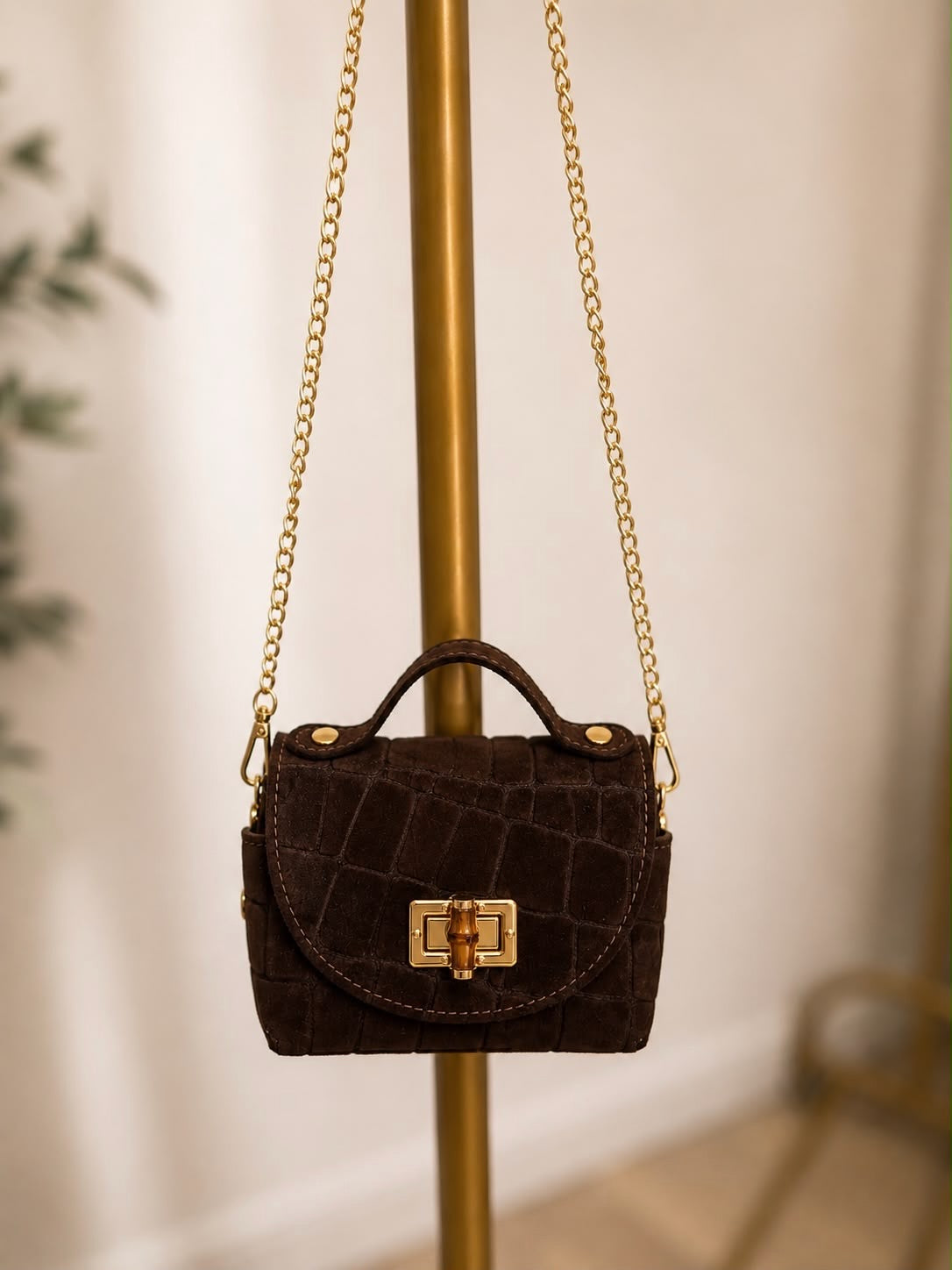 The Faux Suede Croc Mini Crossover Bag