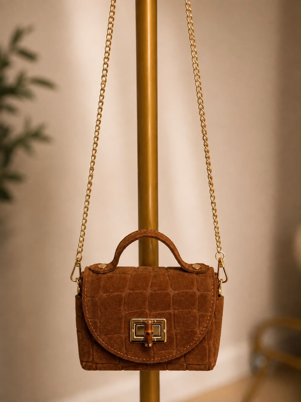 The Faux Suede Croc Mini Crossover Bag