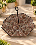 ☔ Reversible Inverted C-Handle Umbrellas - Leopard Print