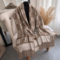 Mocha and Beige H Print Scarf